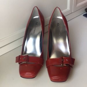 Red Patent Leather Anne Klein Heels Sz 7.5 3” heel